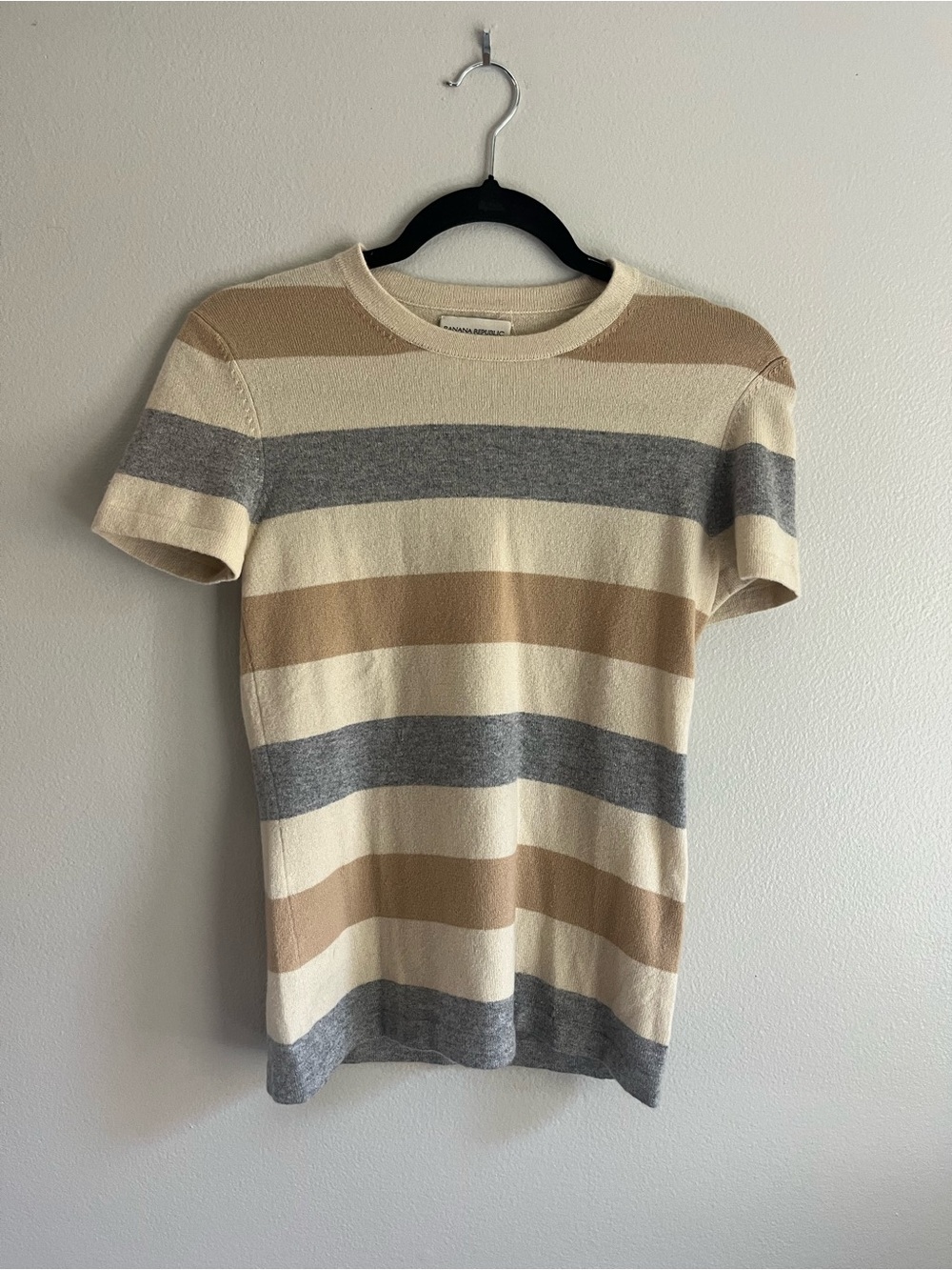 Banana Republic 100% Cashmere Striped Short Sleeve Sweater – Size Small